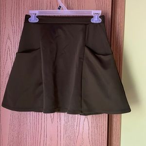 Navy Green Mini Skirt with Pockets